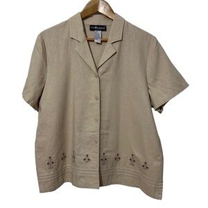 Sag Harbor Petite Linen Blend Womens Shirt